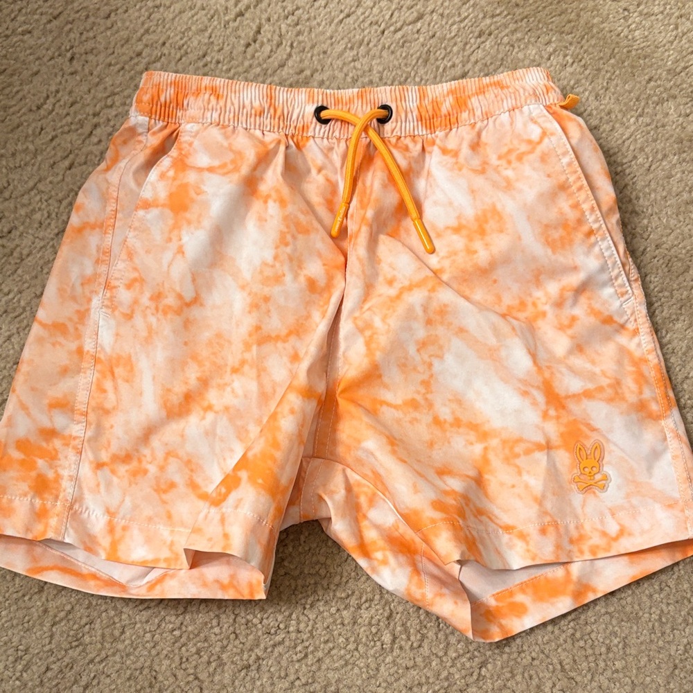 Psycho Bunny Kids Orange Tie-Dye Swim Trunks